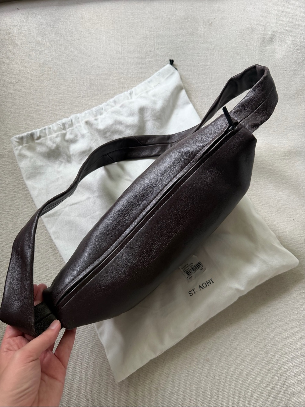 St Agni Leather Crescent Bag - Picture 5 of 7